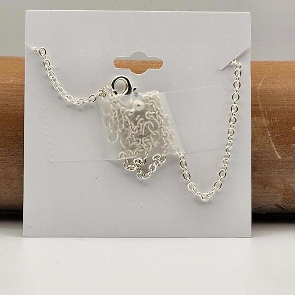 Mermaid Blue Rhinestones Silver Necklace 18" with 3" ext - Picture 3 of 4